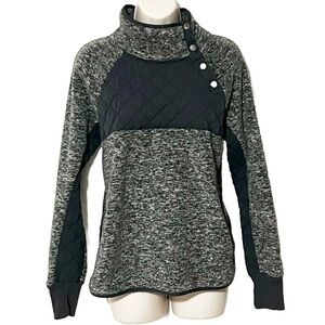 Abercrombie & Fitch Fleece Gray Quilted Mock Snap Neck Long Sleeve Pullover M